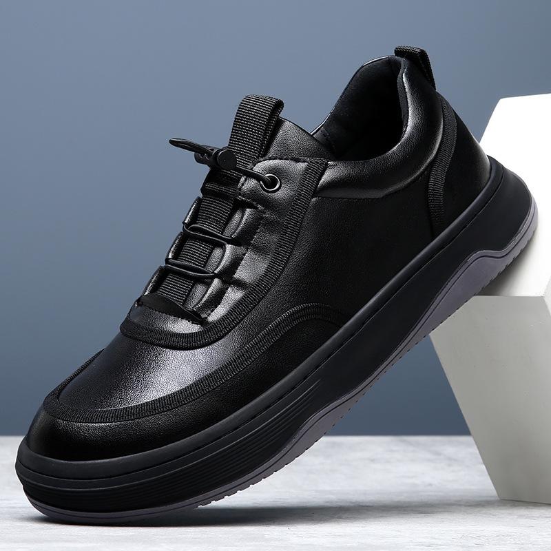 European Station Trend Board Shoes Leather Men's Shoes Spring Breathable Sports Casual Shoes Versatile Platform White Shoes Men's