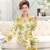 Pajamas Women's Spring and Autumn Imitation Cotton Long-sleeved New Imitation Cotton Large Size Medium Mother Loose Thin Loungewear Set