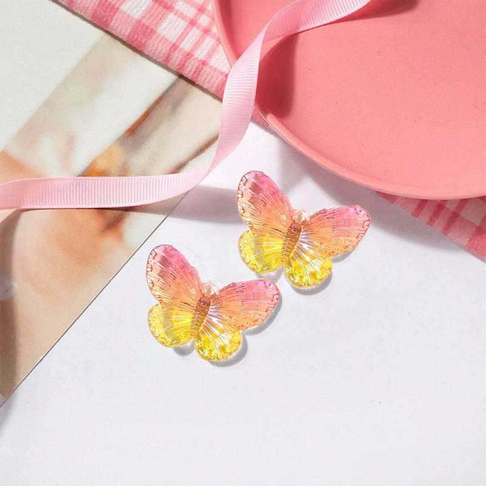 10pcs Acrylic Butterfly Beads Decoration Colorful Transparent Loose Spacer Beads for DIY Making Bracelet Necklace Accessory