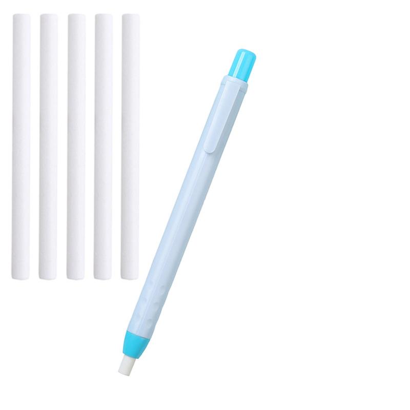 6Pcs/Set School Students Stationery Creative Pen Shape Press Type Pencil Eraser With Replaceable Core Painting Erase Supplies