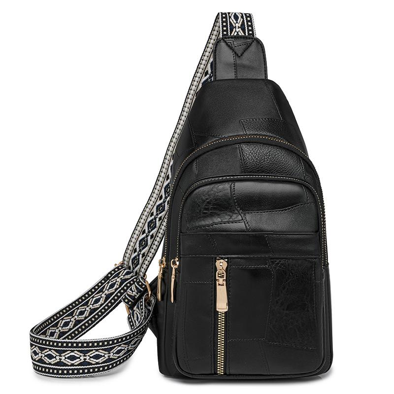 

Жіноча нагрудна сумка з м якої шкіри, одноплечова сумка крос-боді чорний