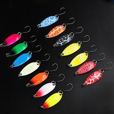 12pcs Mini Fishing Lure Fish Trout Fishing Bait Colourful With Single Hooks Spin Bait