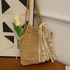 Summer Hollow Woven Shoulder Bags Women's New Casual Beach Bag Versatile Lace Design Commuting Shoulder Tote Bag AVE