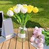 Real Touch Artificial Tulip Flower 13.7" PU Faux Tulips Lifelike Fake Tulip with Long Stem for Wedding Home Table Centerpiece Spring Garden Decor