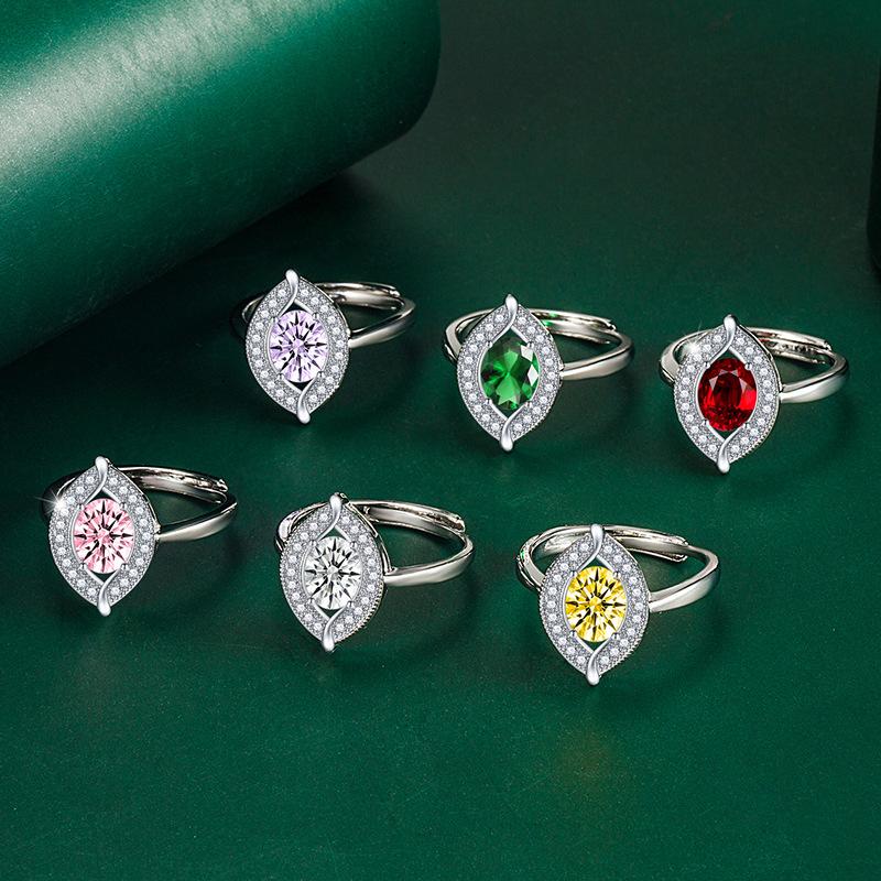 BELLA BOX Leaf Opening Resizable Rings For Women Zircon Engagement Party Fine Jewelry Gift