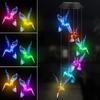 2PC Colorful Gradient Garden LED Wind Chimes Decorated Solar Hummingbird Landscape Garden Lights Decorated Atmosphere