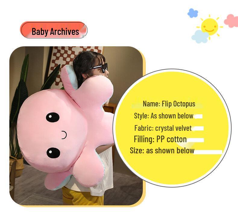 Reversible Double-Sided Octopus Plush Toy - Cute Face-Changing Doll for Girls Birthday Gift