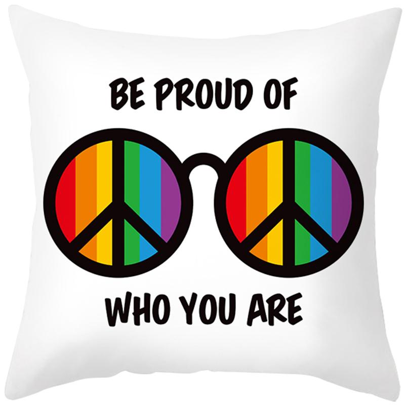 Rainbow Heart Pattern Nordic Sofa Cushion Cover Peach Skin Pillowcase Home Decor Pillowcase