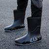 Men's Outdoor Waterproof Anti Slip Wear Resistant Mid Top Rain Shoes