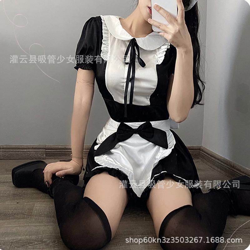 Sexy lingerie sexy maid age-reducing bow waist dress pure temptation