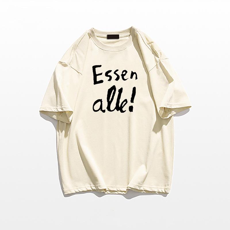 

2025 Новая летняя футболка оверсайз больших размеров из чистого хлопка с коротким рукавом L абрикосовый