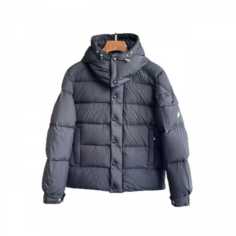 Mens Womens Hooded Down Jacket Warm Winter Coat With Shoulder Tabs 86-90% White Duck 300g Fill Windproof Nylon Shell