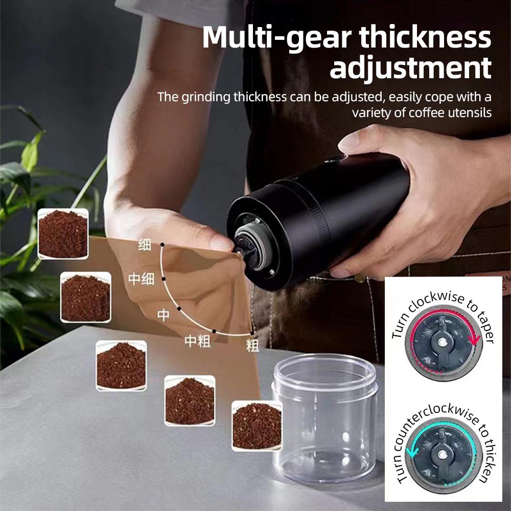 Portable Electric Burr Coffee Grinder Ceramic Blade Burr Grinder USB Rechargeable Coffee Bean