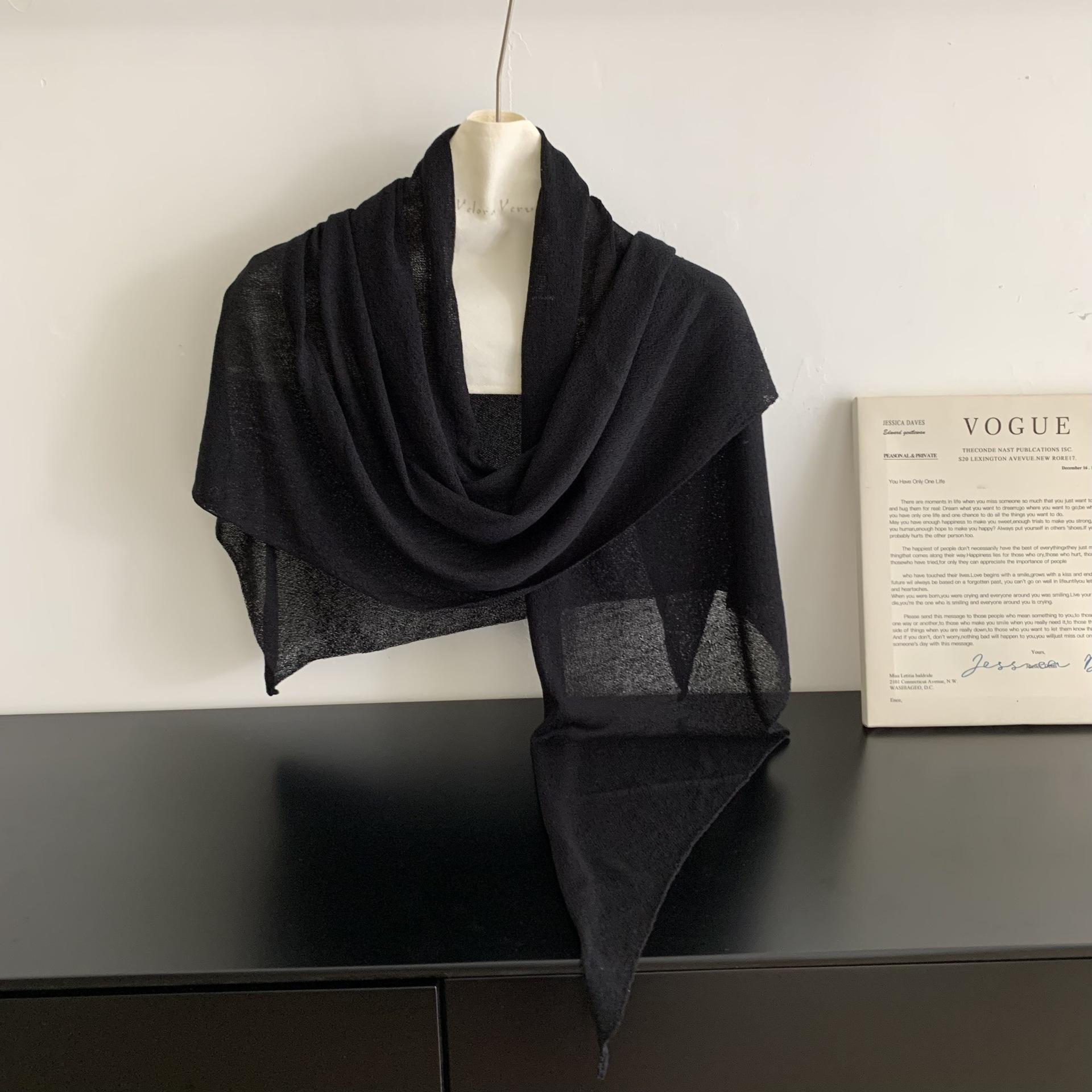 Slightly ice-permeable triangle scarf shawl women s summer thin Korean versatile silk scarf with ice silk sunscreen blouse scarf 210-80-130