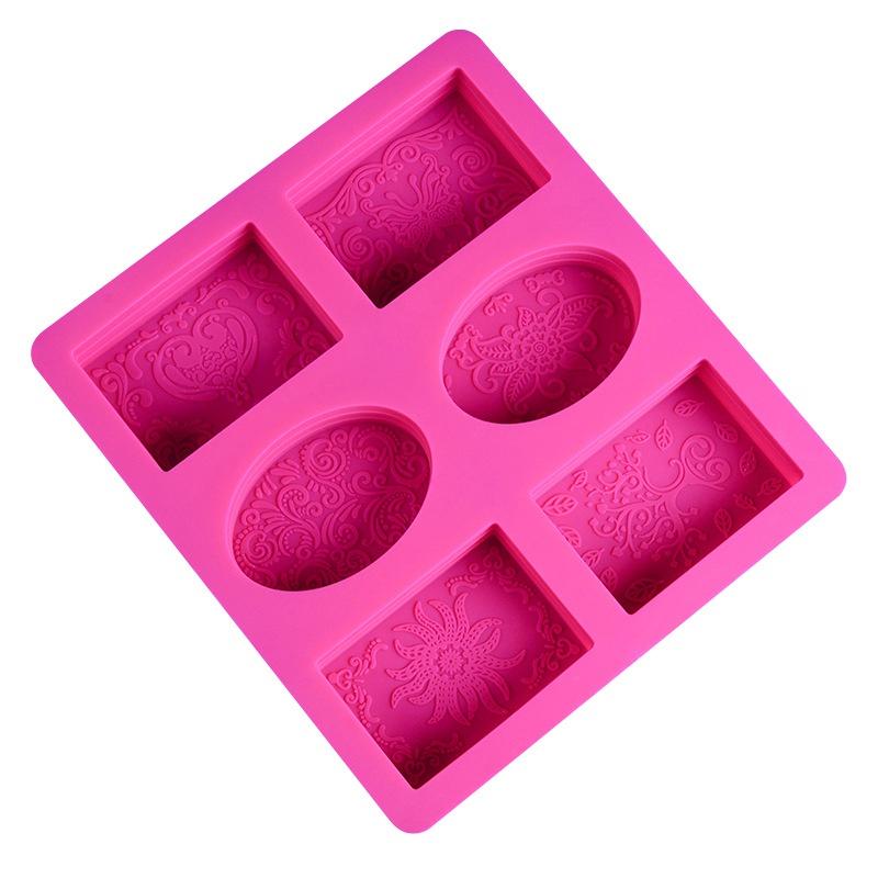 6 Cavity Rectangle Oval Silicone Soap Mold Handmade Soap Making Craft for Home Bathroom Soap Forms