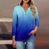 Women's Button Neck Tops Women's Casual Everyday Tops 3/4 Sleeve V Neck Fashion Print Shirt Tops Pocket Tee Sweatshirts
