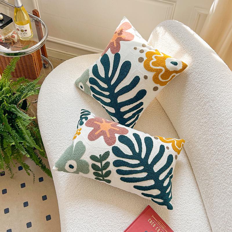 INS Pastoral Style Embroidered Cushion Fresh Couch Pillow Lumbar Support Pillow Bedside Office Cushion