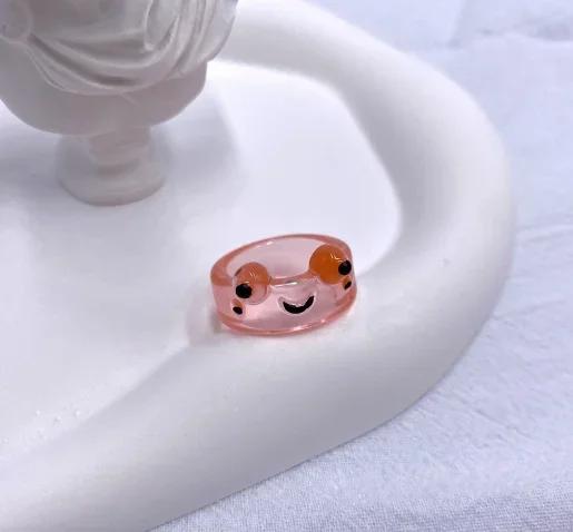 Cool Smile Frog Transparent Rings for Women Girls Funny Personality Wholesale Cartoon Animal Kawaii Ring Fashion Jewelry Gifts