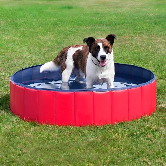 Foldable Pet Pool Large PVC Dog Bath Tub with Drain Valve Non-Slip Base Children Sandbox Pool for Outdoor Beach Use