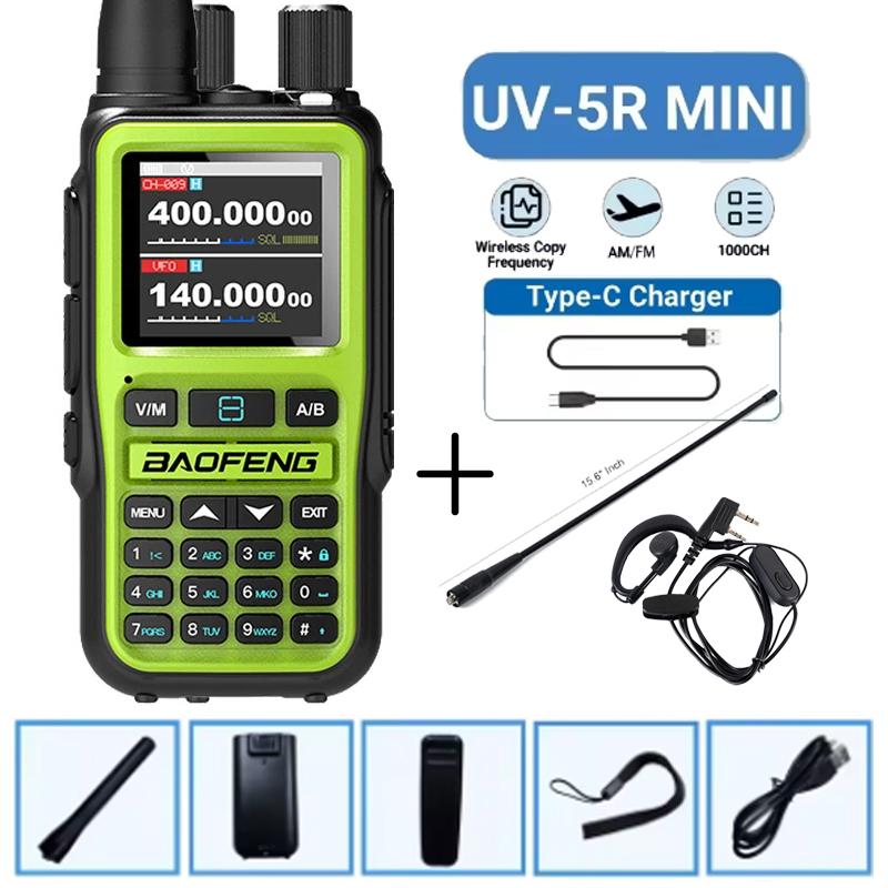Baofeng 5R Mini Walkie Talkie Dual PTT Bluetooth APP Programming Grey Black Multi Band AM Wireless Copy Frequency Two Way Radios