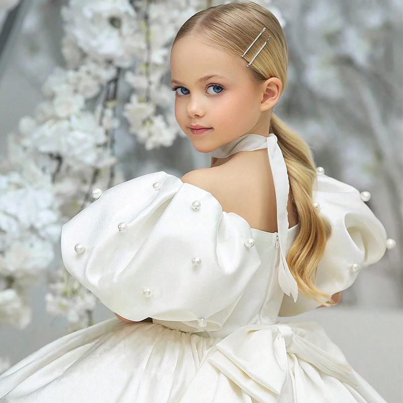 Cross-Border Puff Sleeve Princess Dress for Girls - Flower Girl, Wedding, Birthday, Party, or Piano Performance.