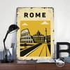 Rome Travel Poster Customized Wall Art Vintage Metal Signs Retro Tin Plaque for Man Cave Office Decoration Room Home Decor Items