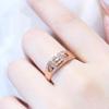 Purple Gold Hollowed-Out Love Ring, Simple Temperament, Open Design, Rose Gold-Plated Ring.