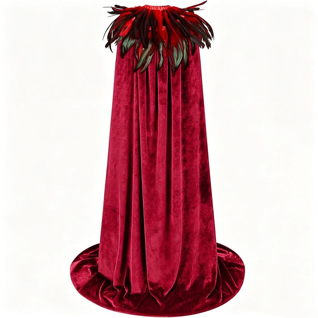 Men's Halloween Feather Cape Costume Dark Forest Cloak for Costume Party and Events