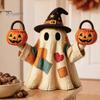 Klein Appartement Halloween Accenten Verlichte Vintage Patchwork Geest, LED Verlichte Geest met Pompoen Lantaarn, Spookachtige Tafelblad Ornamenten Leuke Decoratie