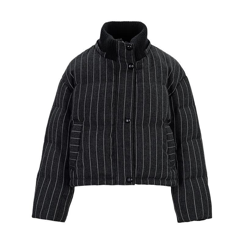 Chuyu Women's Striped Knit Stand Collar Puffer Jacket