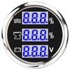 52MM 3 IN 1 Digital Gauge Water Temperature ℃/℉Oil Pressure Bar/PSI Voltmeter For Car Boat 12V/24V With Blue Backlight