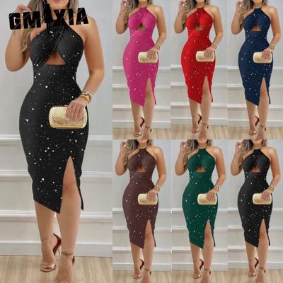 Women's Fashion Summer Spring Solid Color Print Sleeveless V-Neck Casual Dresses