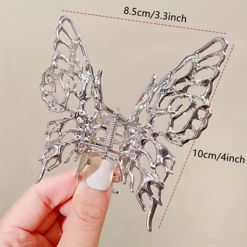 Vintage Butterfly Hair Clips Black/Sliver Metal Geometric Hair Barrettes Cross Design Elegant Large Hair Claw Clips