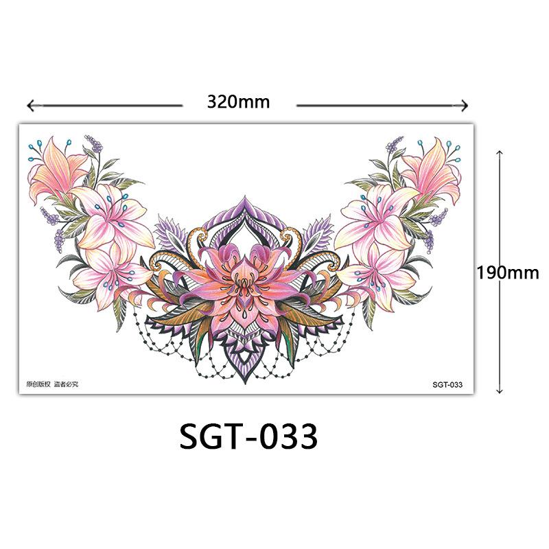 Flower Chest Tattoo Sticker, Chest Tattoo Sticker, Color Half Nail Large Picture Tattoo Sticker