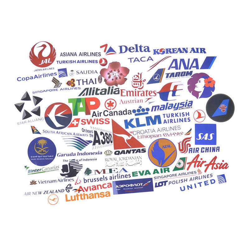 Buy 52Pcs Airline Logo Stickers Aviation Travel Suitcase Laptop Decal ...