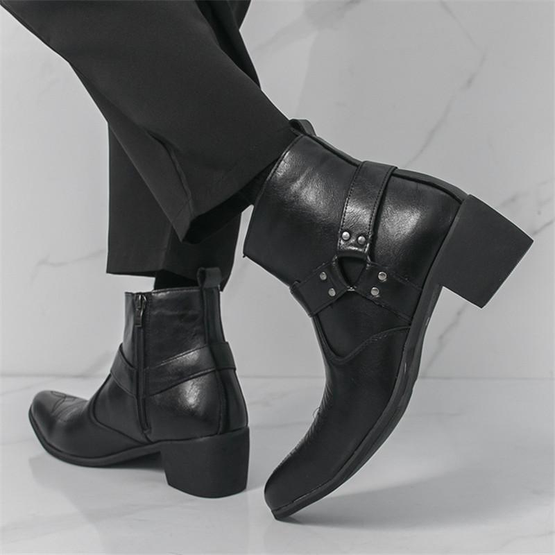 Neue Mode Designer Winter Spitz Lackleder Chelsea Stiefeletten Für Männer Flach Schwarz Braun High Tops Schuhe Zapatos Hombre