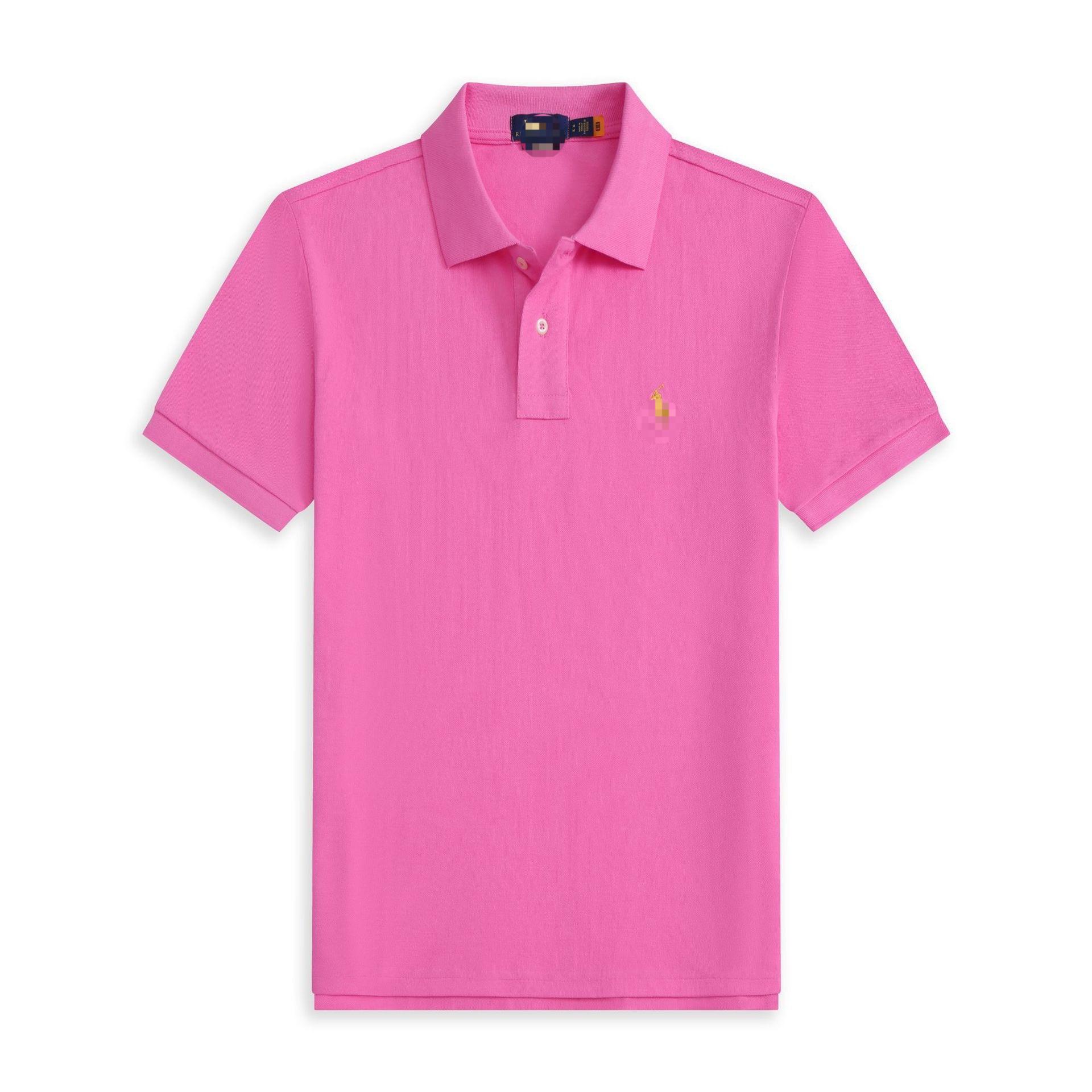 Men s Short Sleeve Polo with Embroidered Horse Logo Casual T-shirt S