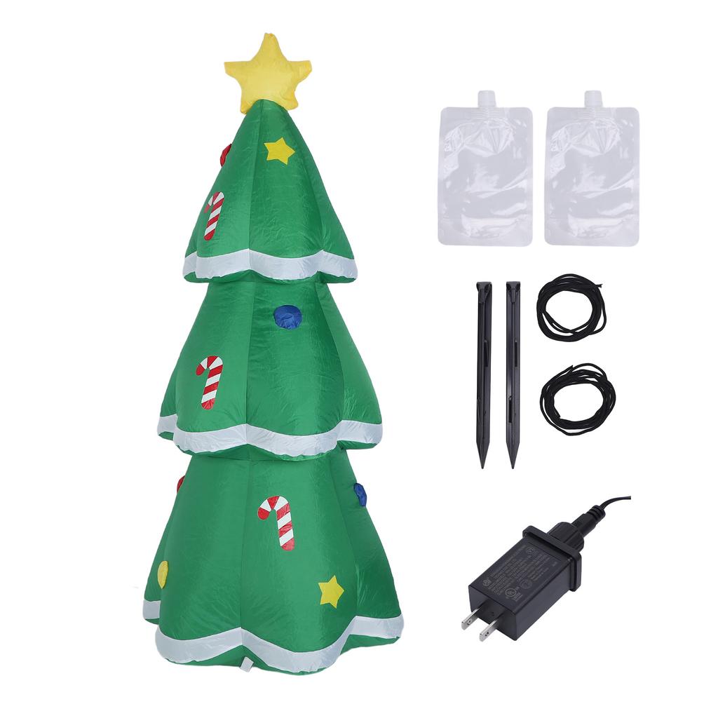 4.9FT Inflatable Xmas Tree LED Lighted 210T Polyester IP44 Water Resistant Blow Up Xmas Tree Yard