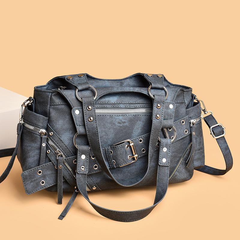 Retro Motorcycle Bag, Large Capacity, High-quality Shoulder Bag, Versatile Crossbody Bag, Underarm Bag, Tote Bag