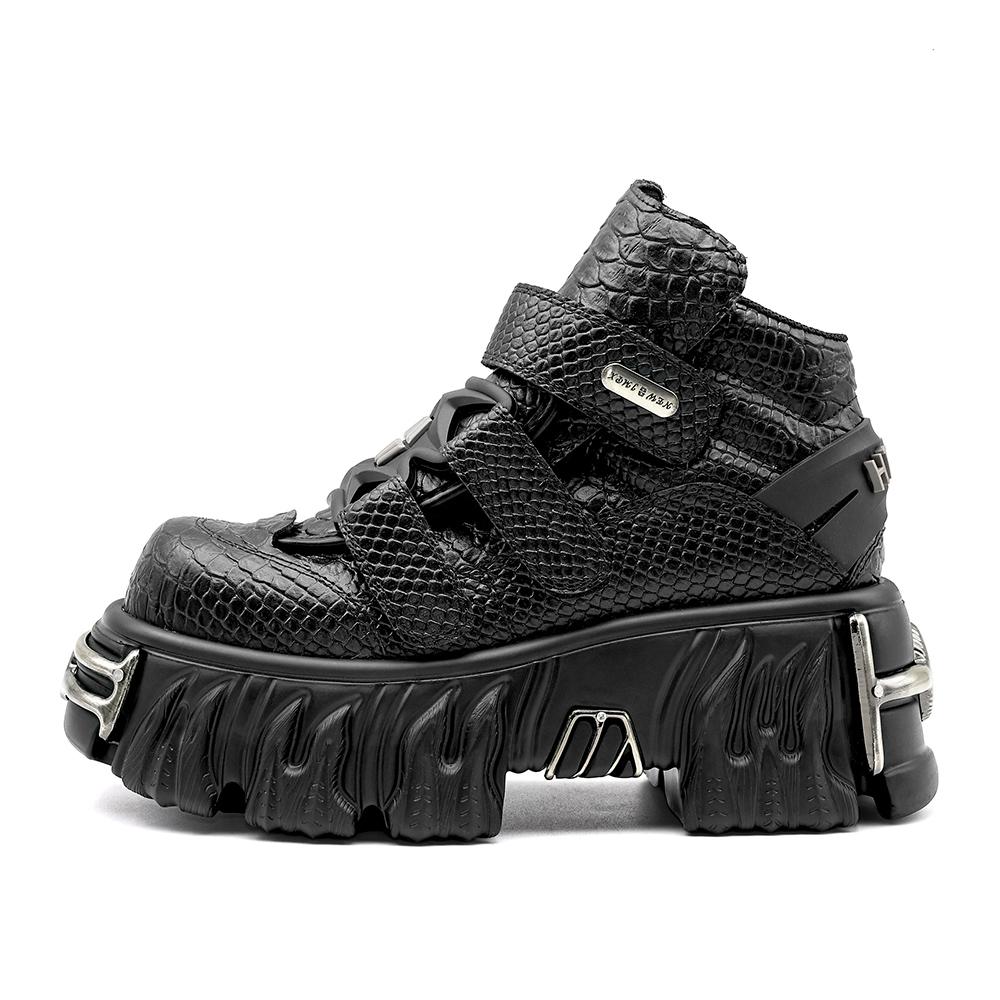 Nye Punkstil Damesko Snøresko Hælhøyde 6CM Platformsko Dame Metalldekor Dame Sneakers Gotiske Ankel Rockestøvletter