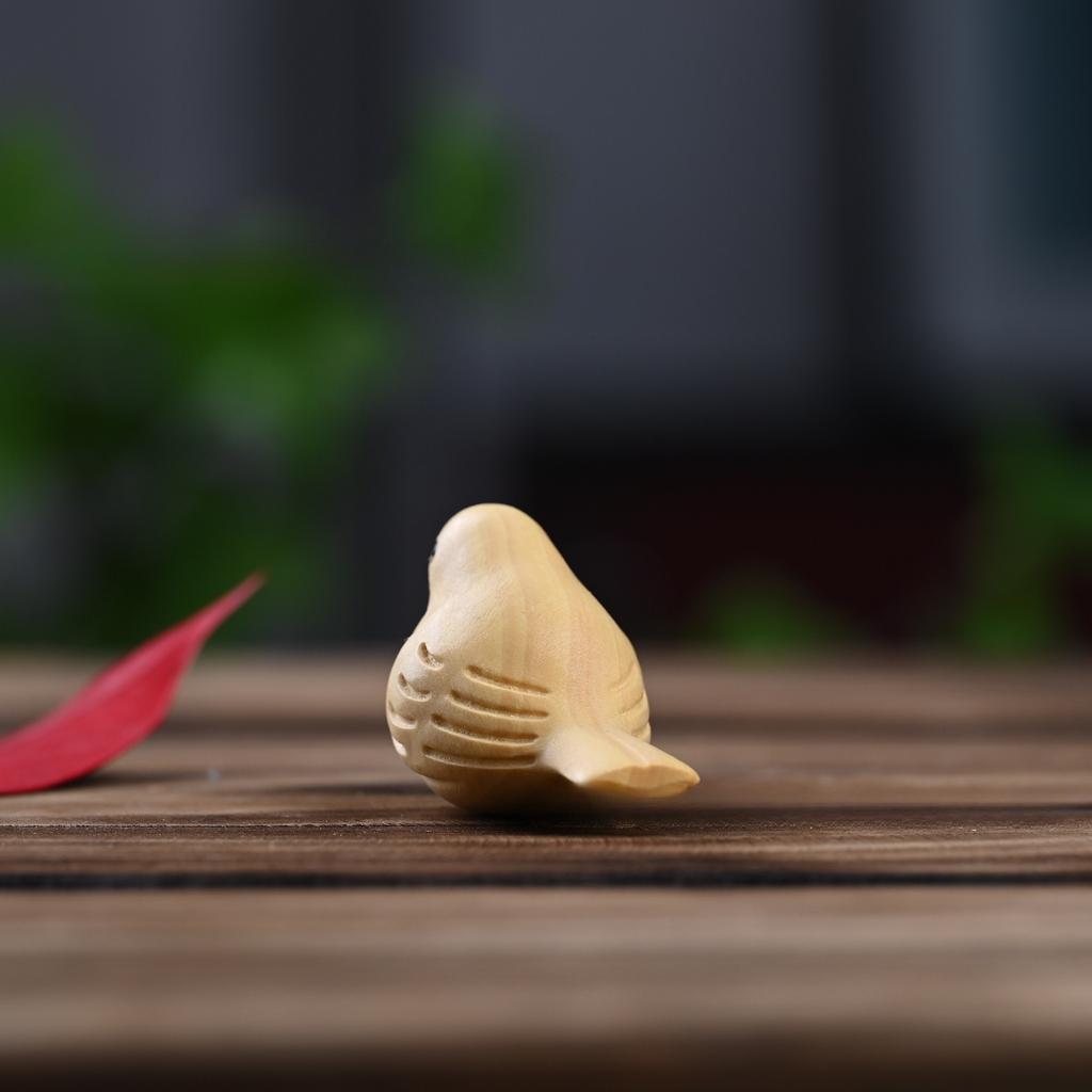 Magpie Creative Bird Wood Carving Cute Pet Handicrafts Small Ornaments Wood Carving Wooden Zodiac  Decorative Figurines