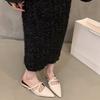 Summer Women's Pointed Toe Mules Slippers Fashion Shallow Slip On Slides Elegant Dress Street Style Shoes