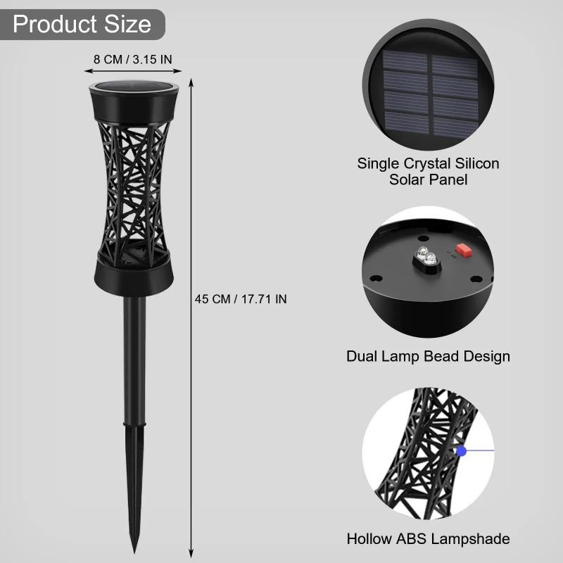 1/2/4 stk Solcelle Ganglys Utendørs LED-lampe med Varmt/Farget Lys Solcelle Hagelys Landskap Plenlampe for Gård Terrasse