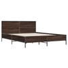 Brown Oak Effect Bed Frame 150 X 200 Cm Wood Based Material & Metal