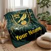 Norwich City Custom Name Text Flannel Blanket Soccer Logo Personalized Fleece Throw Blanket Special Gift For Sofa Bedroom Home