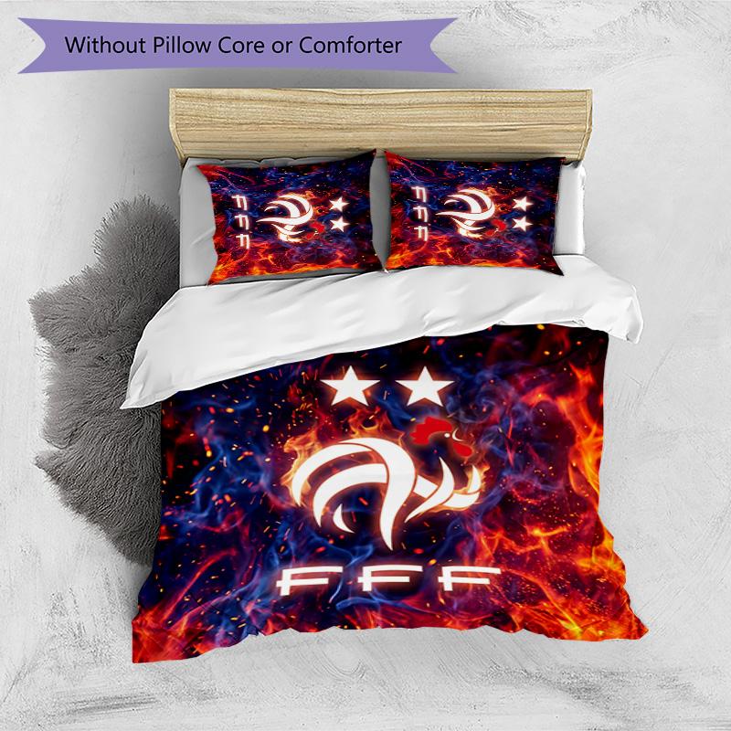 France Football Printed Bedding 3 Piece Set Cozy Breathable Bed Cover Set as Housewarming Holiday Gift