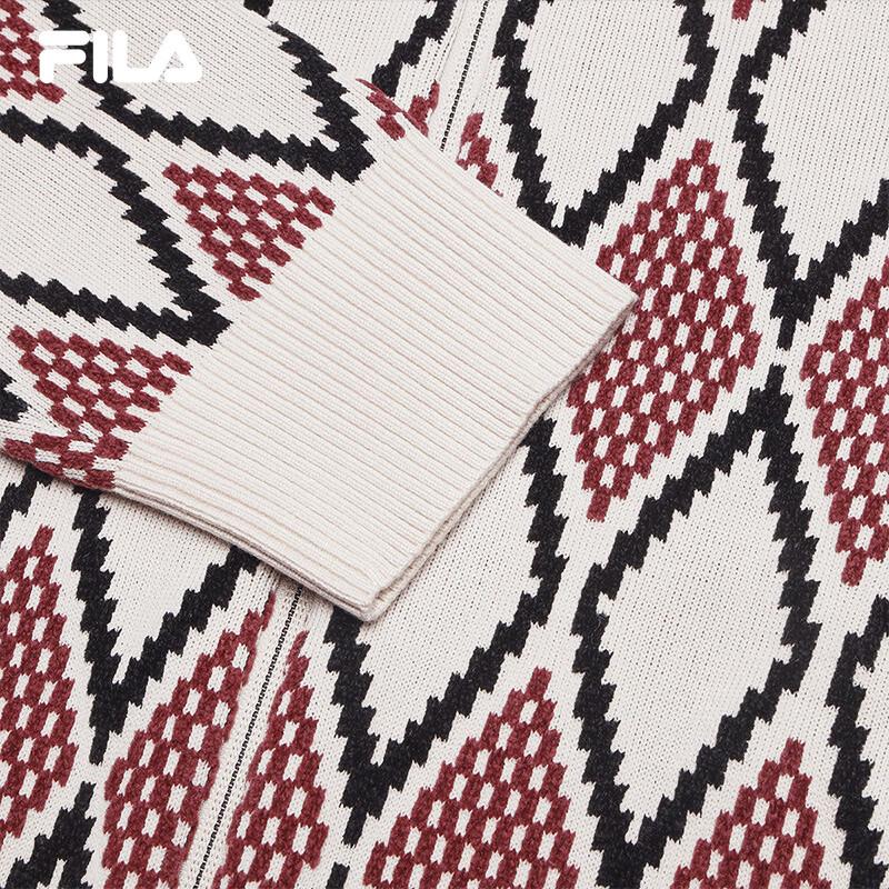 FILA Women's Geometric Jacquard Lapel Knit Cardigan