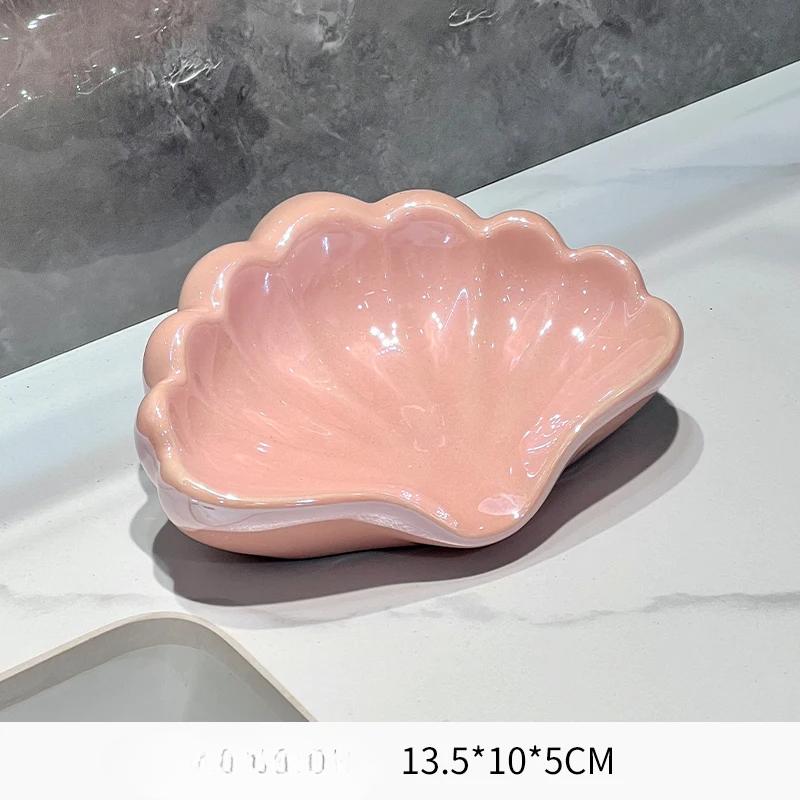 Bathroom Sink Soap Box Household Ceramic Rabbit Shell Shape Storage Rack Household  Bathroom Item Storage Accessories