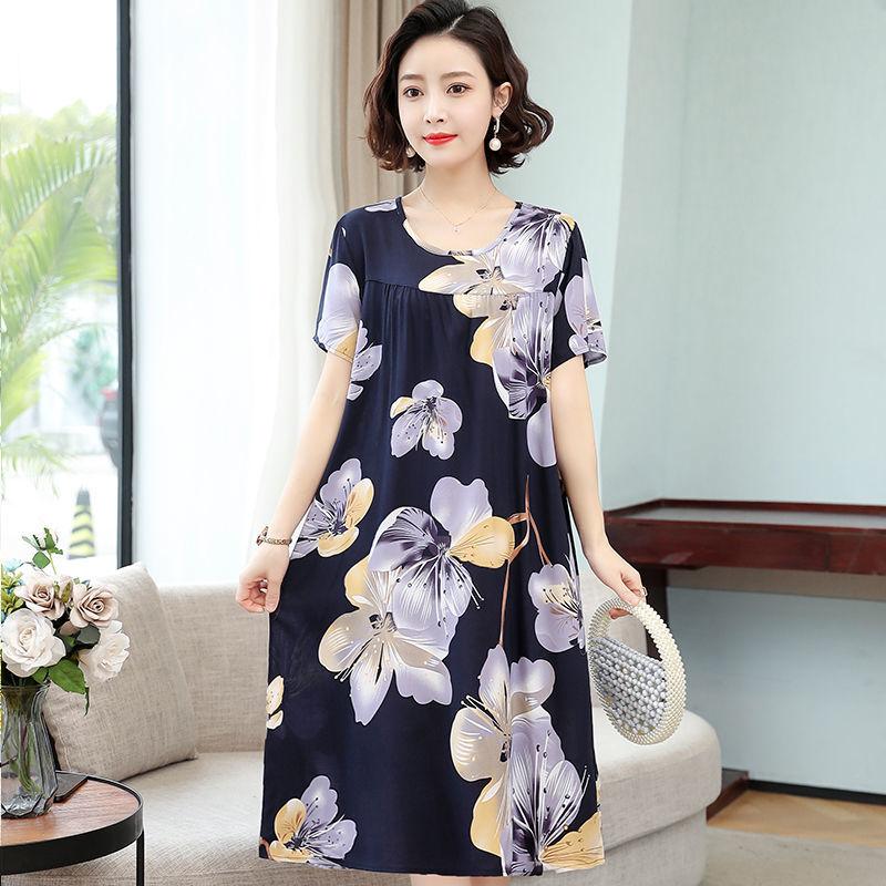 

Пижамное платье, женское летнее длинное платье с короткими рукавами, пижамное платье из искусственного хлопка для мамы 4XL