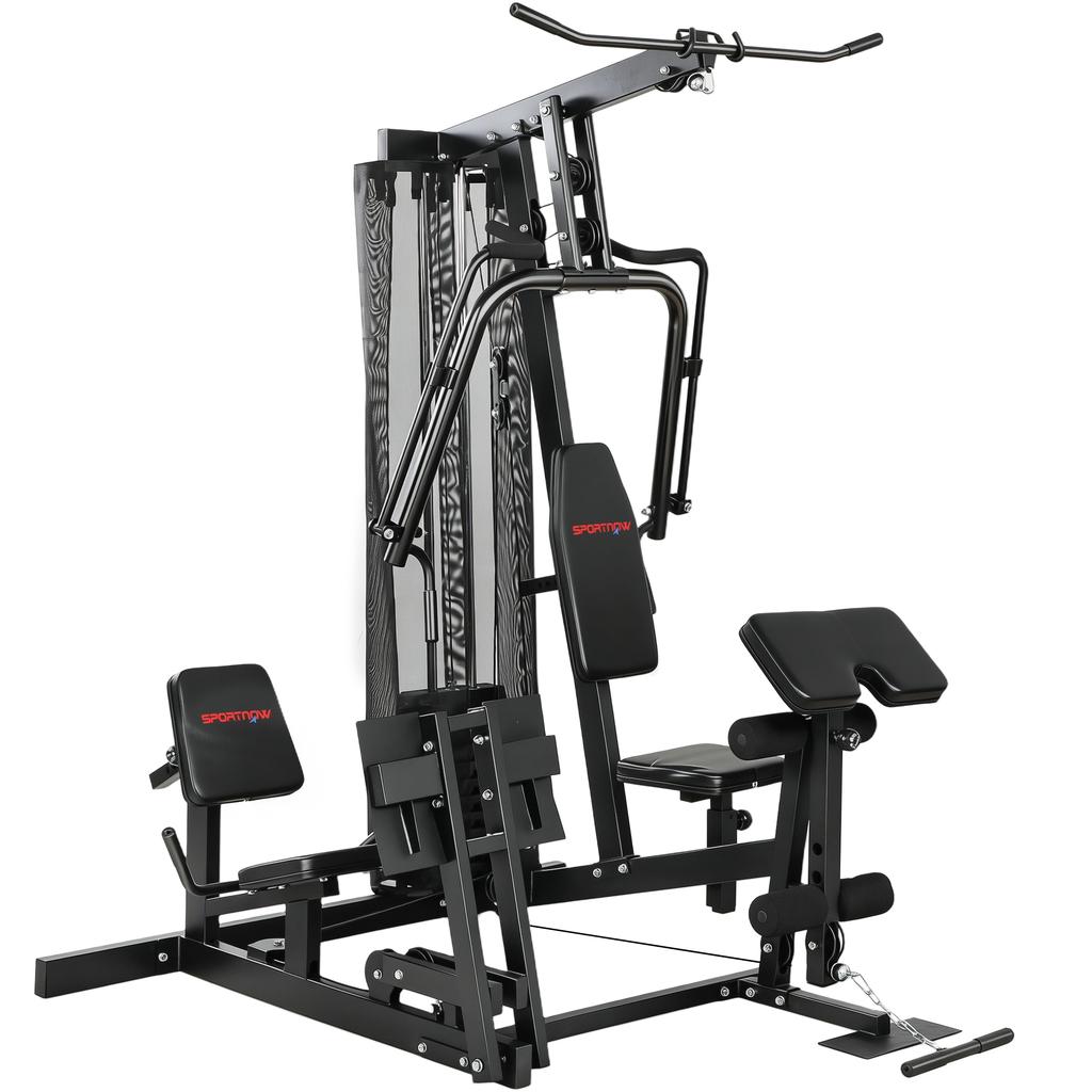Power Rack Stazione Fitness con Lat Pulldown Barra Butterfly Pesi 65kg Cavo fino a 120kg